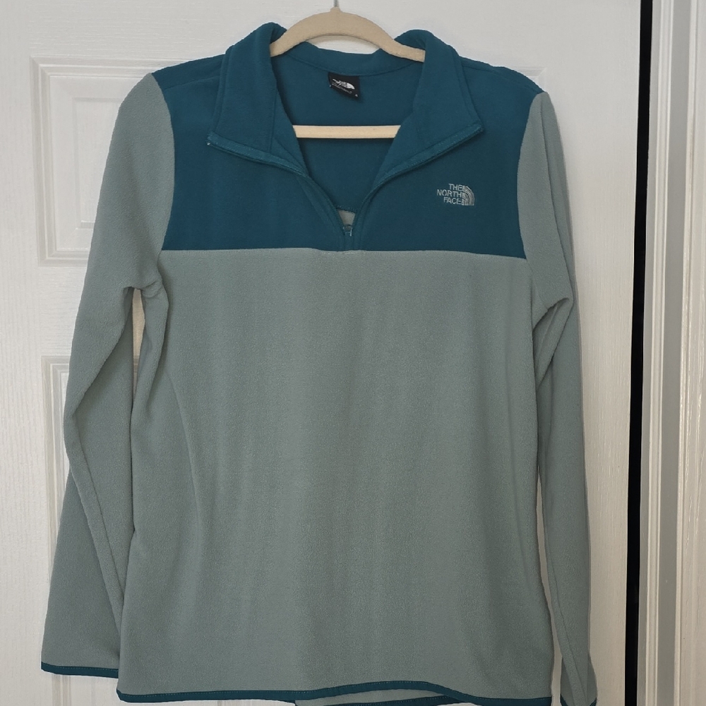 The North Face Teal and Light Gray Fleece Jacket
